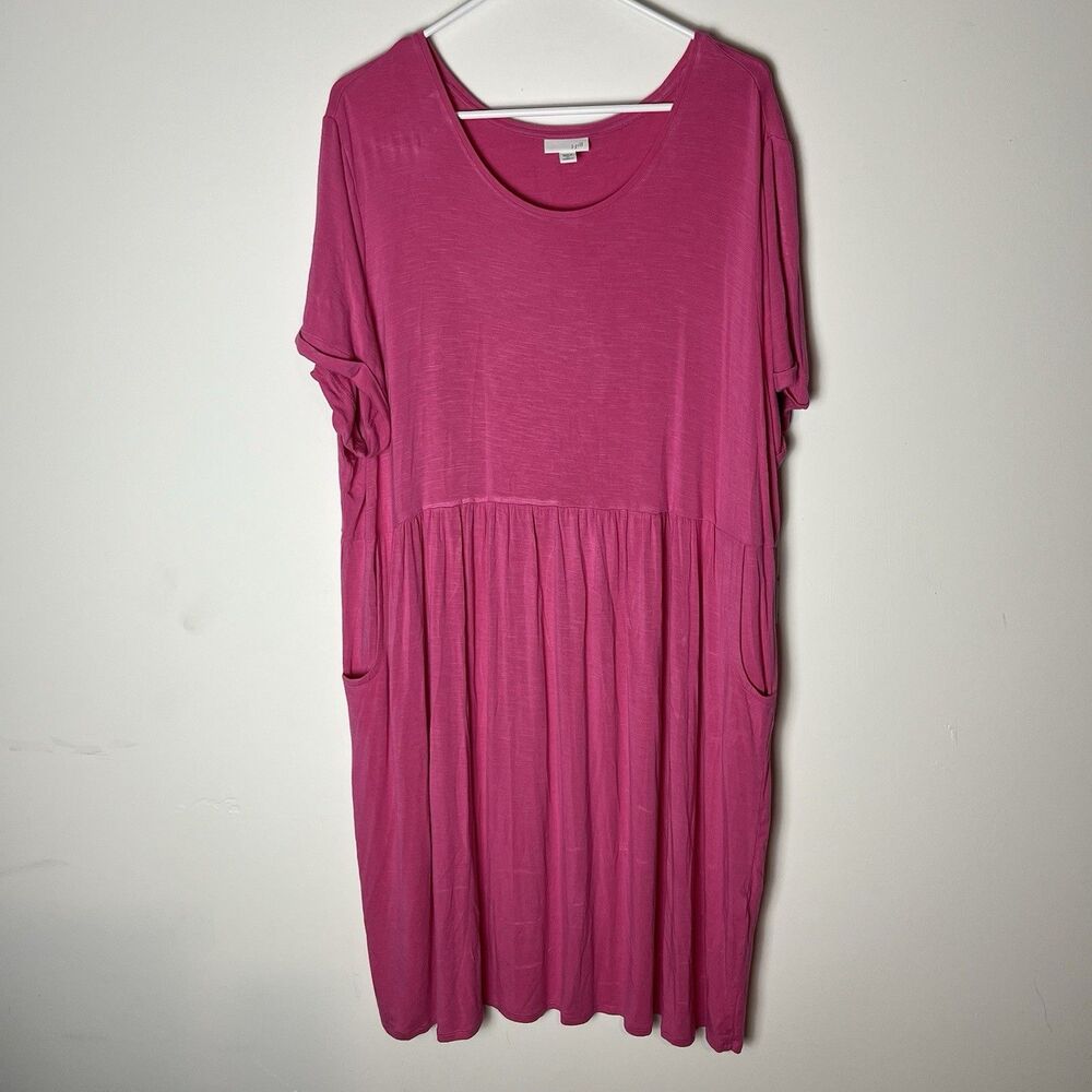 J‎ Jill Womens Dress Petite 3X Pink Scoop Neck Pockets Short Sleeve Rayon box9